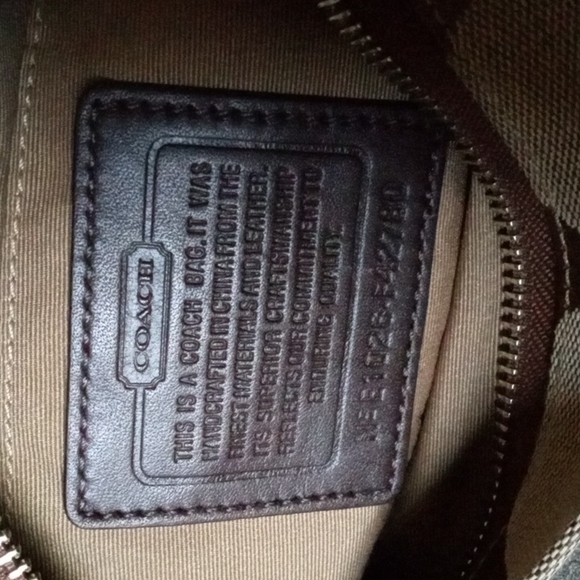 COACH Brown Signature C Leather & Jacquard Mini Club Hobo Purse. - Picture 10 of 12